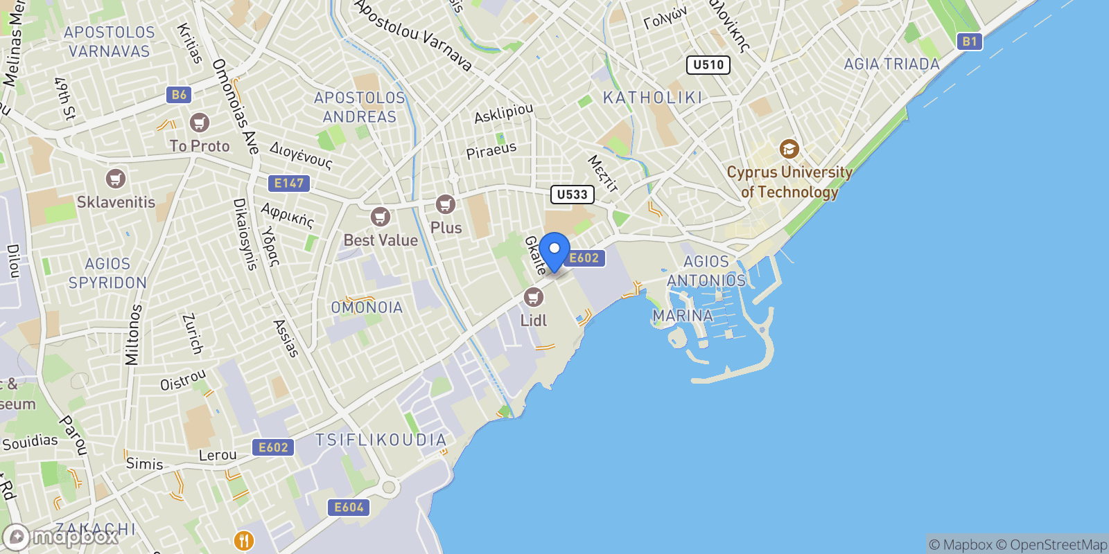 Map showing Thomas Edison, Lemesos, Cyprus, Limassol, Limassol, Cyprus.