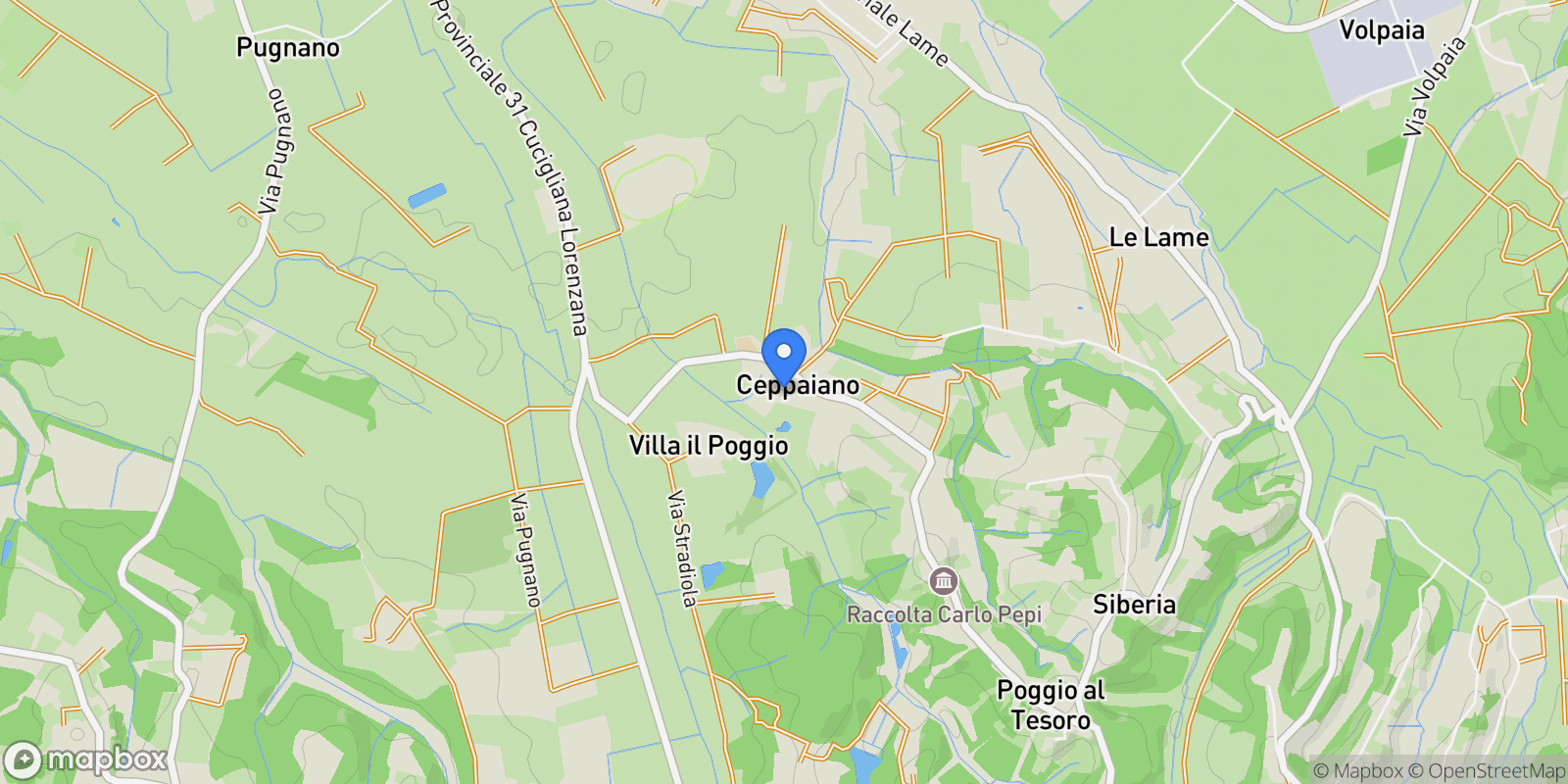 Map showing Via Piave, Toscana, Ceppaiano, Tuscany, Italy.