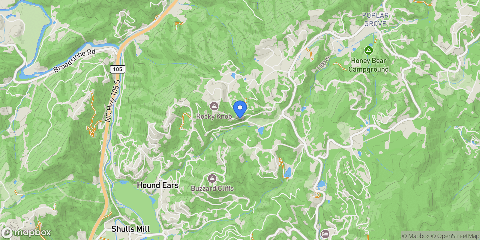 Map showing 187 Hialeah Lane, Boone, North Carolina, United States.