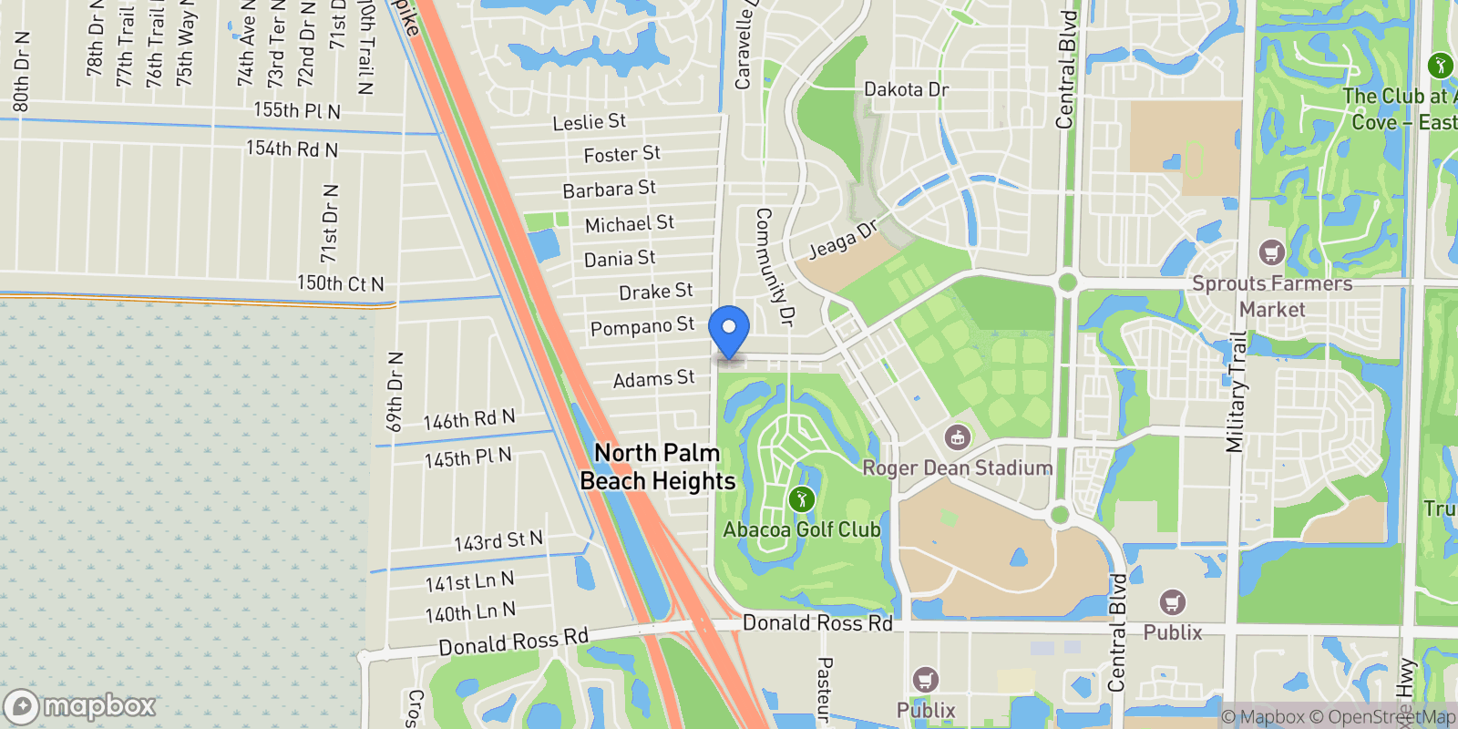 Map showing Ashley Court, Jupiter, Florida, United States.