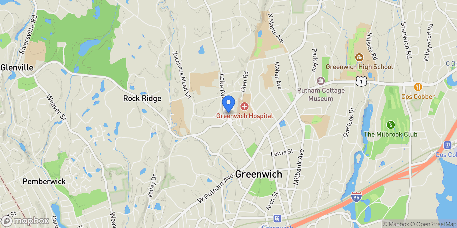 Map showing 115 Lake Avenue, Greenwich, CT, 06830, USA, Greenwich, Connecticut, United States.