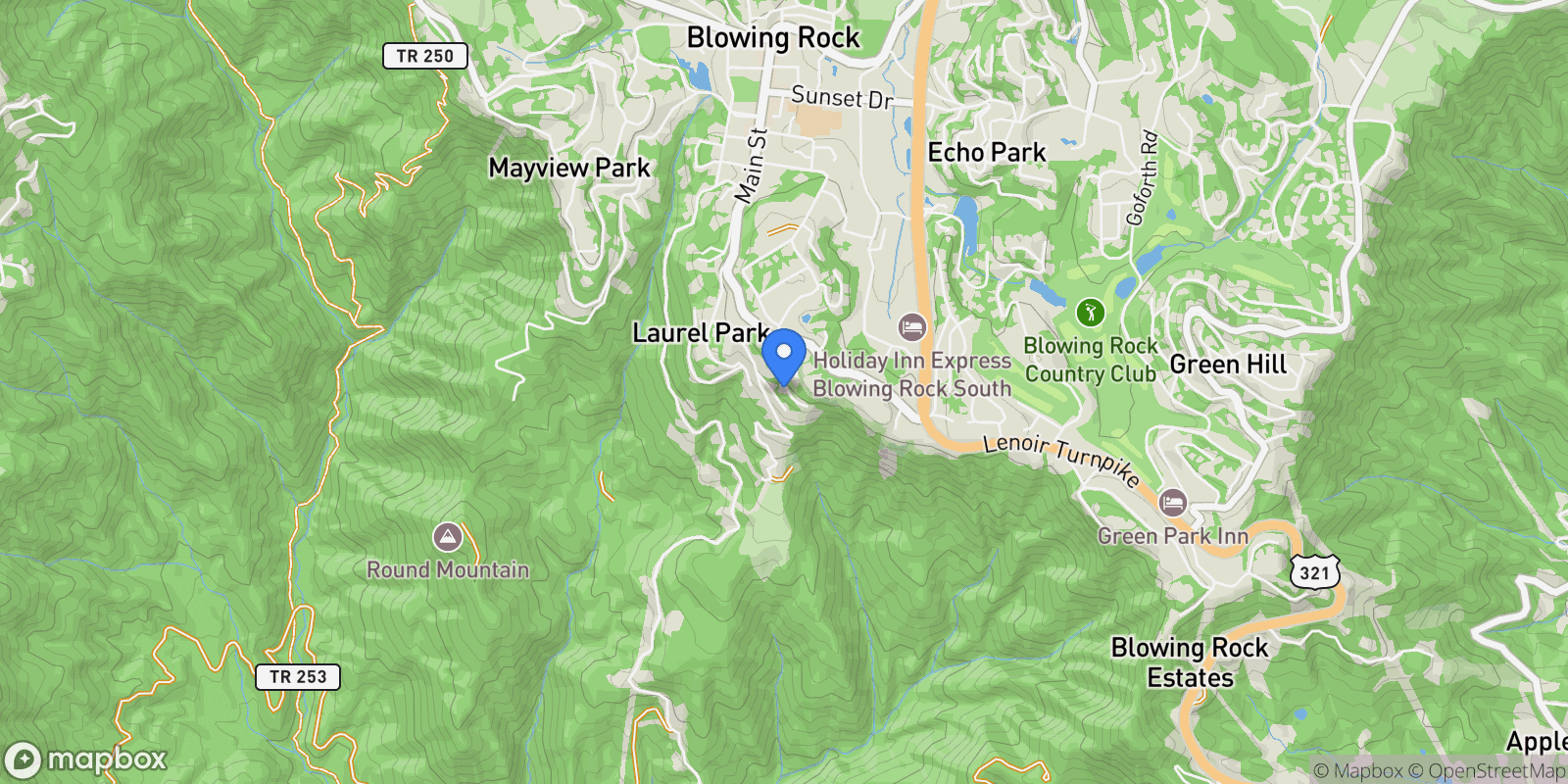 Map showing 270 Buxton Street, Blowing Rock, North Carolina, United States.