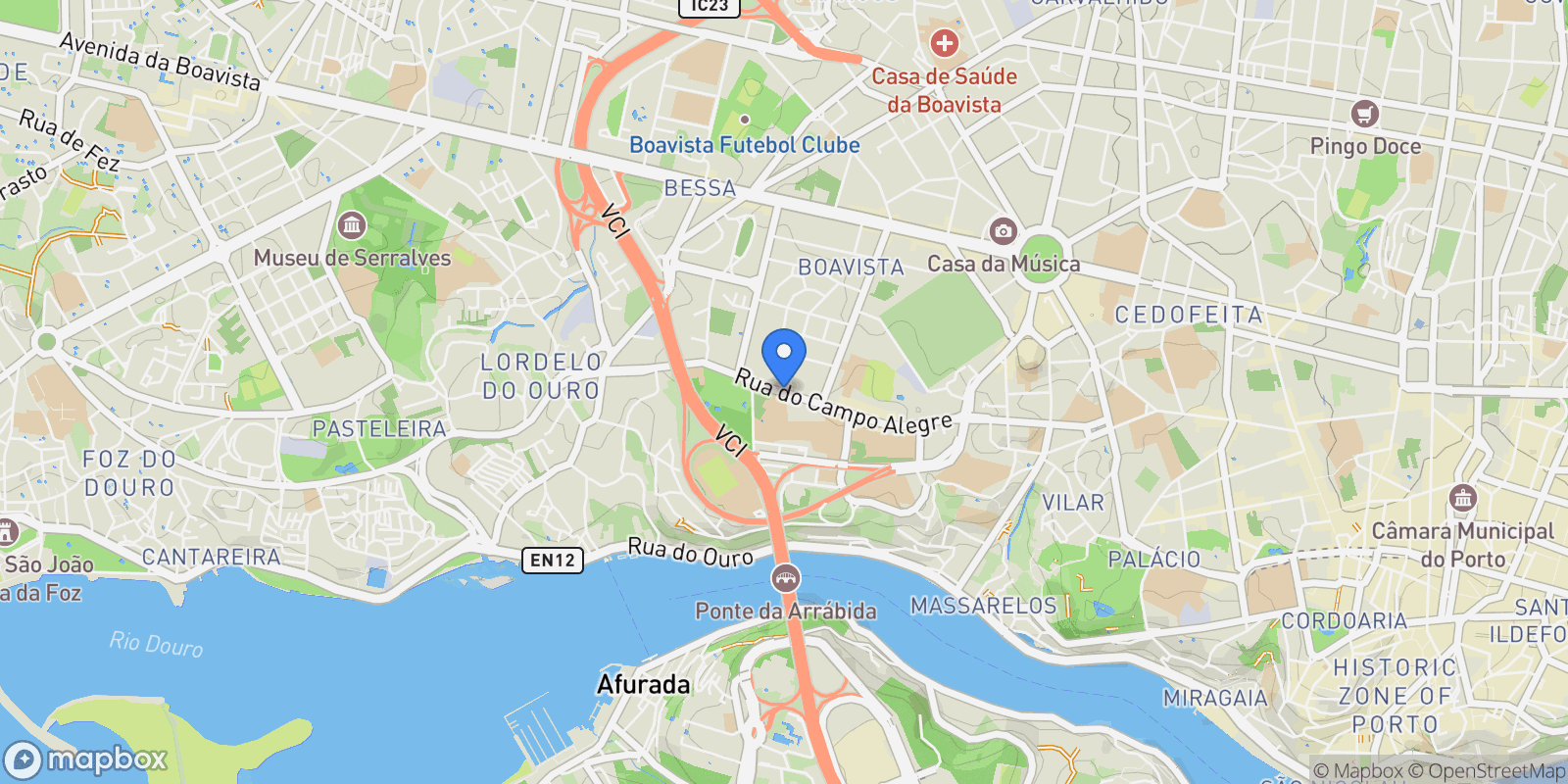 Map showing Rua do Campo Alegre 1024, Porto, Portugal, Lordelo do Ouro e Massarelos, Porto District, Portugal.