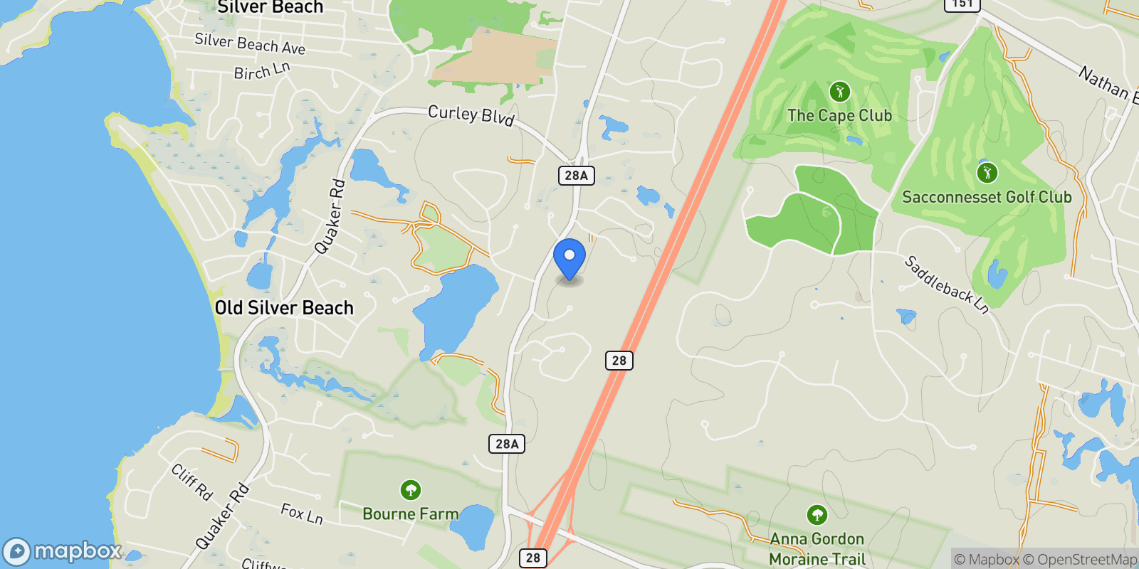 Map showing 213 N Falmouth Highway, #UNIT 5A, Falmouth, MA, 02556, USA, Bourne, Massachusetts, United States.