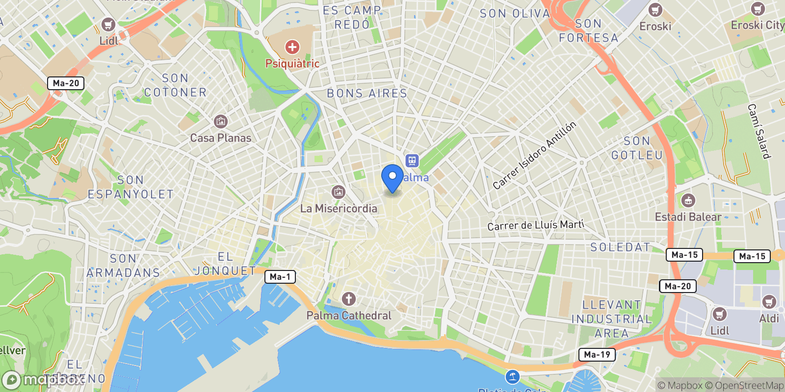 Map showing Palma, Mallorca, Palma, Palma, Balearic Islands, Spain.