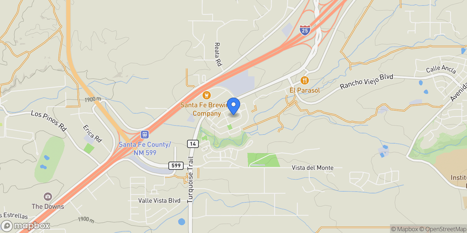 Map showing 32 Wirecrest Lane, Santa Fe, NM 87508, Santa Fe, New Mexico, United States.