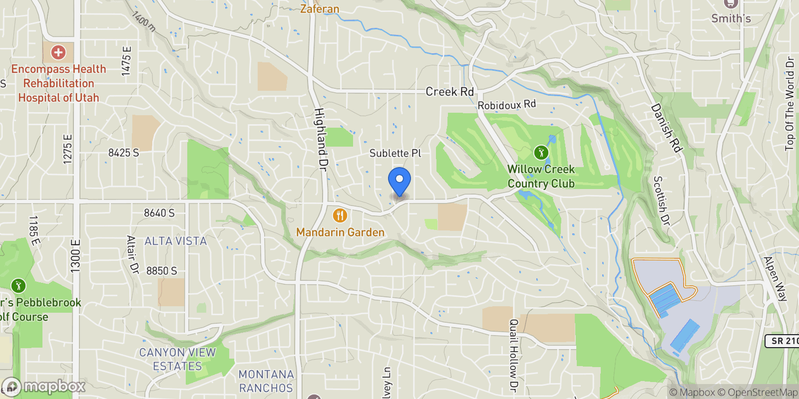 Map showing 2271 E ALTA CANYON DR S, Sandy, Utah, United States.