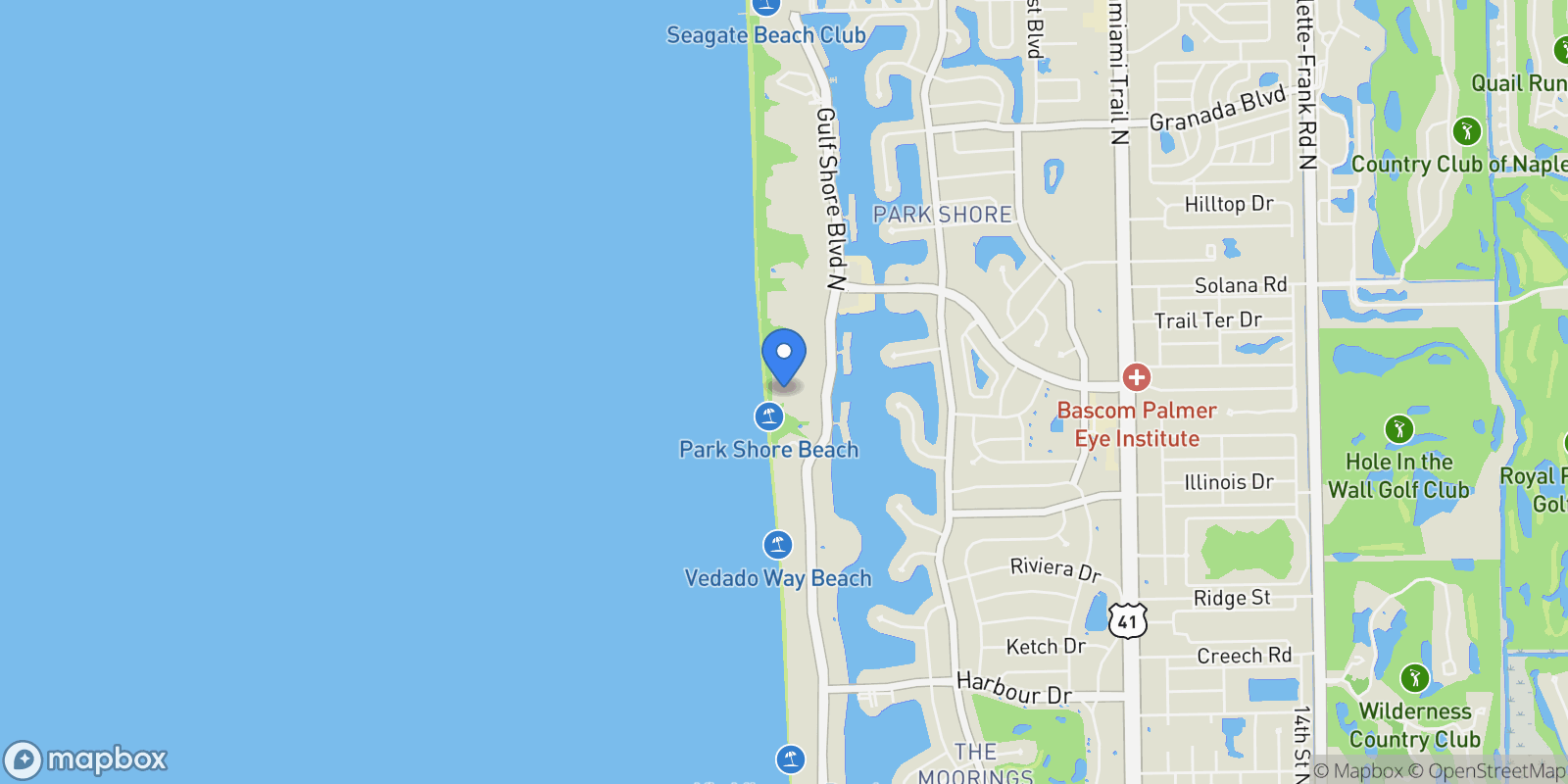 Map showing 4001 Gulf Shore Boulevard N , 904, Naples, FL 34103, Naples, Florida, United States.