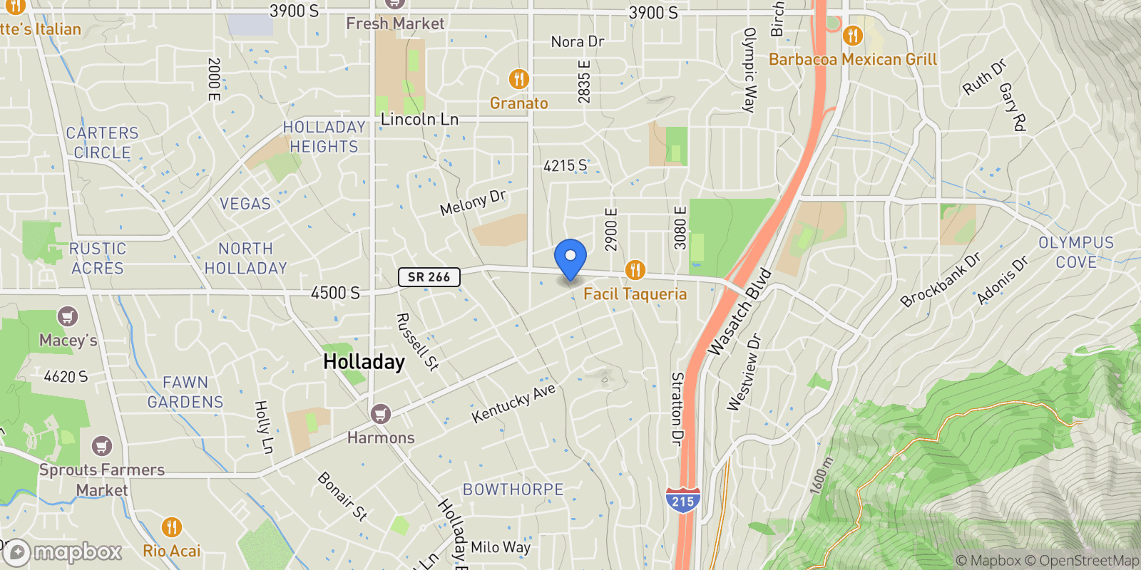 Map showing 2809 E 4510 S, Holladay, Utah, United States.