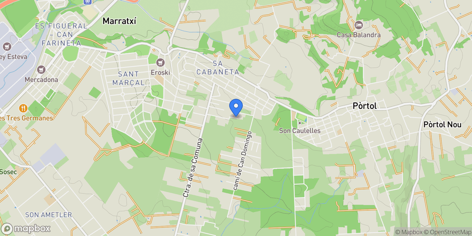 Map showing Sa Cabaneta, Mallorca, Sa Cabaneta, Marratxi, Balearic Islands, Spain.