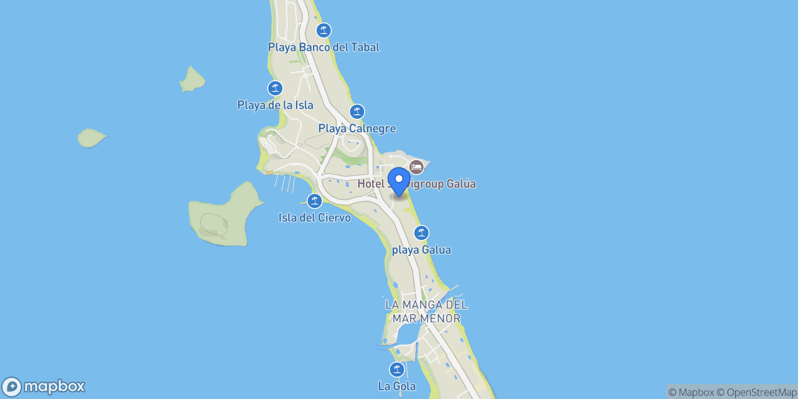 Map showing La Manga, Murcia, La Manga, Rincon de San Gines, Cartagena, Spain.