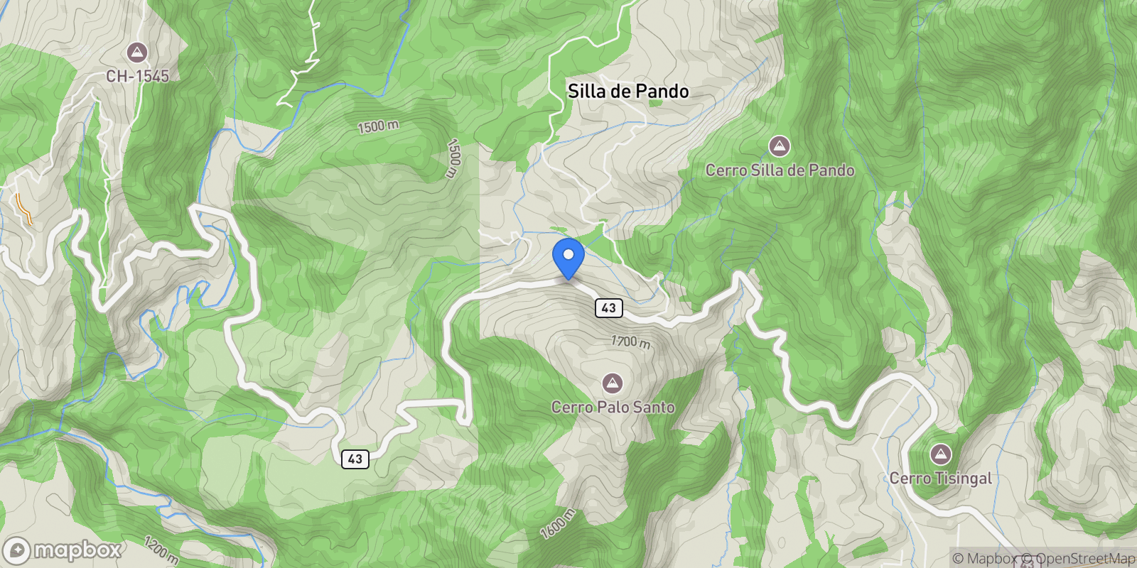 Map showing Bugaba VIA VOLCAN, Nueva California, Chiriquí Province, Panama.