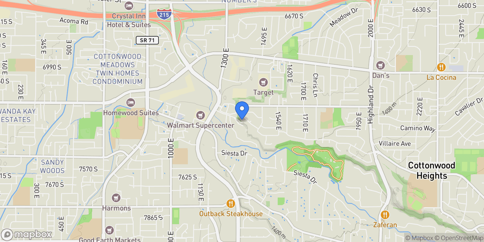 Map showing 1325 E MILNE LN, Midvale, Utah, United States.