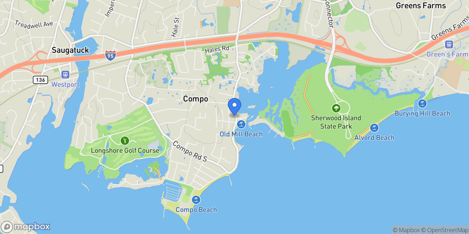 Map showing 216 Hillspoint Road, Westport, CT, 06880, USA, Westport, Connecticut, United States.