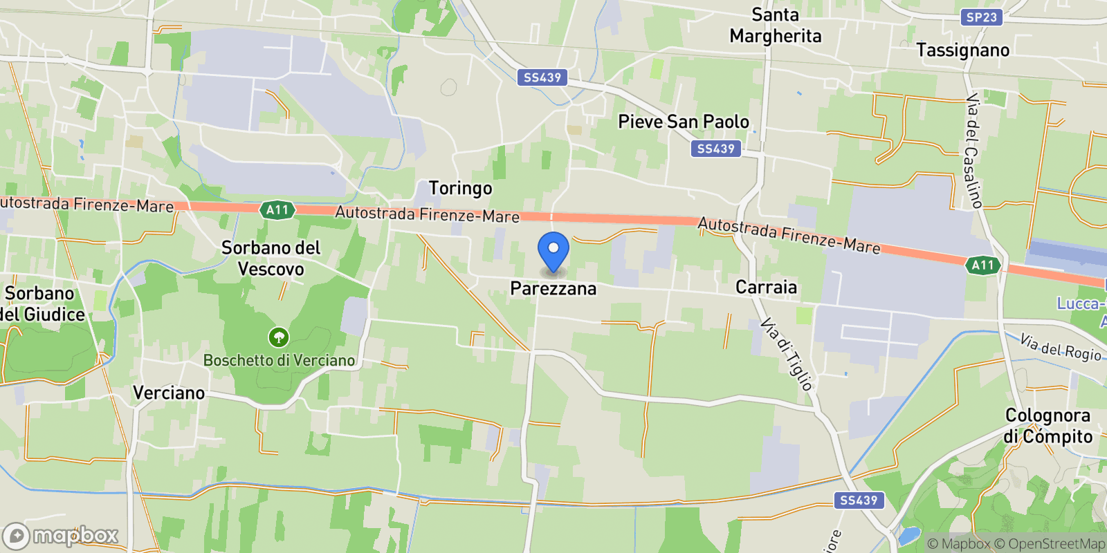 Map showing Via Roma, Toscana, Corte Franceschini, Tuscany, Italy.