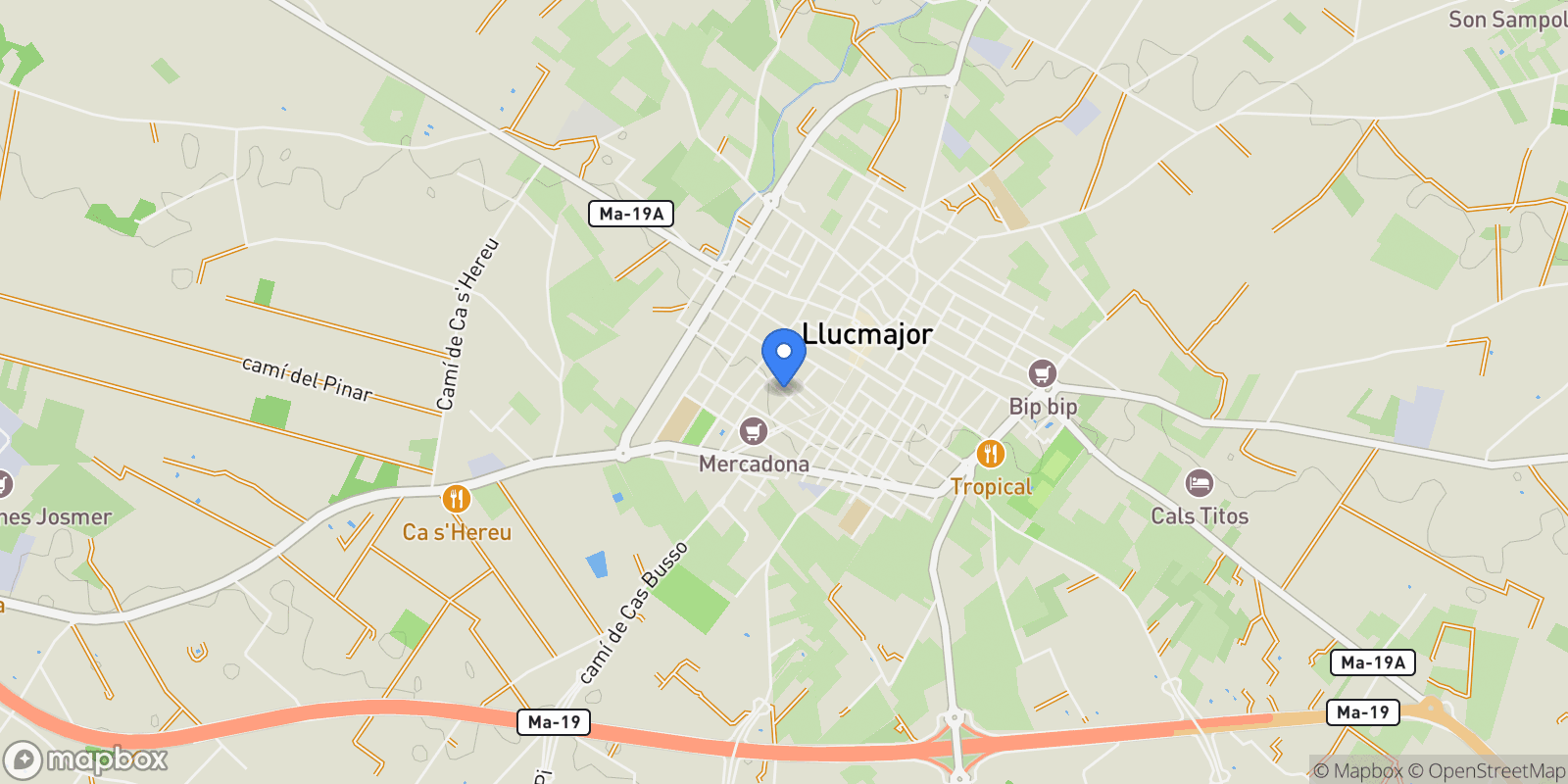 Map showing Llucmajor, Mallorca, Llucmajor, Llucmajor, Balearic Islands, Spain.
