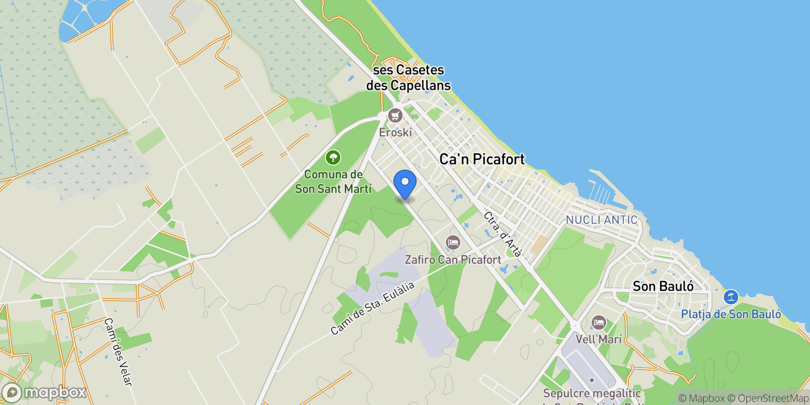Map showing Can Picafort, Mallorca, Can Picafort, Santa Margalida, Balearic Islands, Spain.
