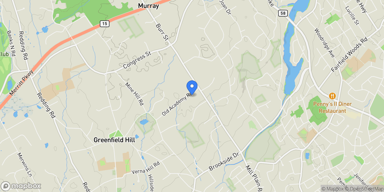 Map showing 99 Old Academy Road, Fairfield, CT, 06824, USA, Fairfield, Connecticut, United States.