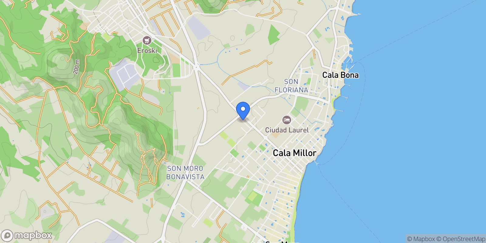 Map showing Cala Millor, Mallorca, Cala Millor, Son Servera, Balearic Islands, Spain.