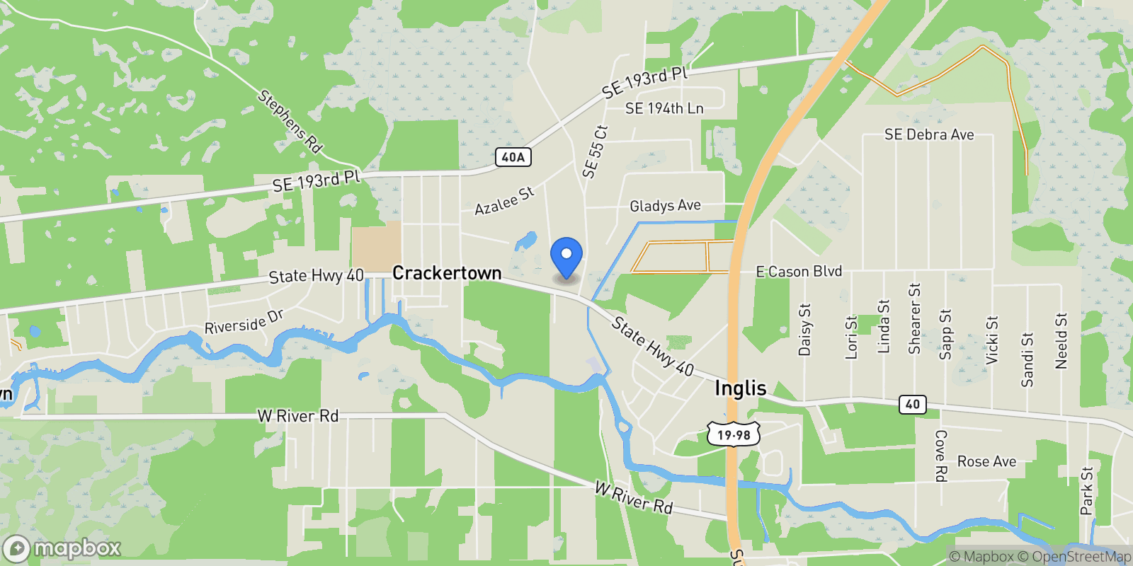 Map showing 377 Highway 40 W, Inglis, FL 34449, Inglis, Florida, United States.