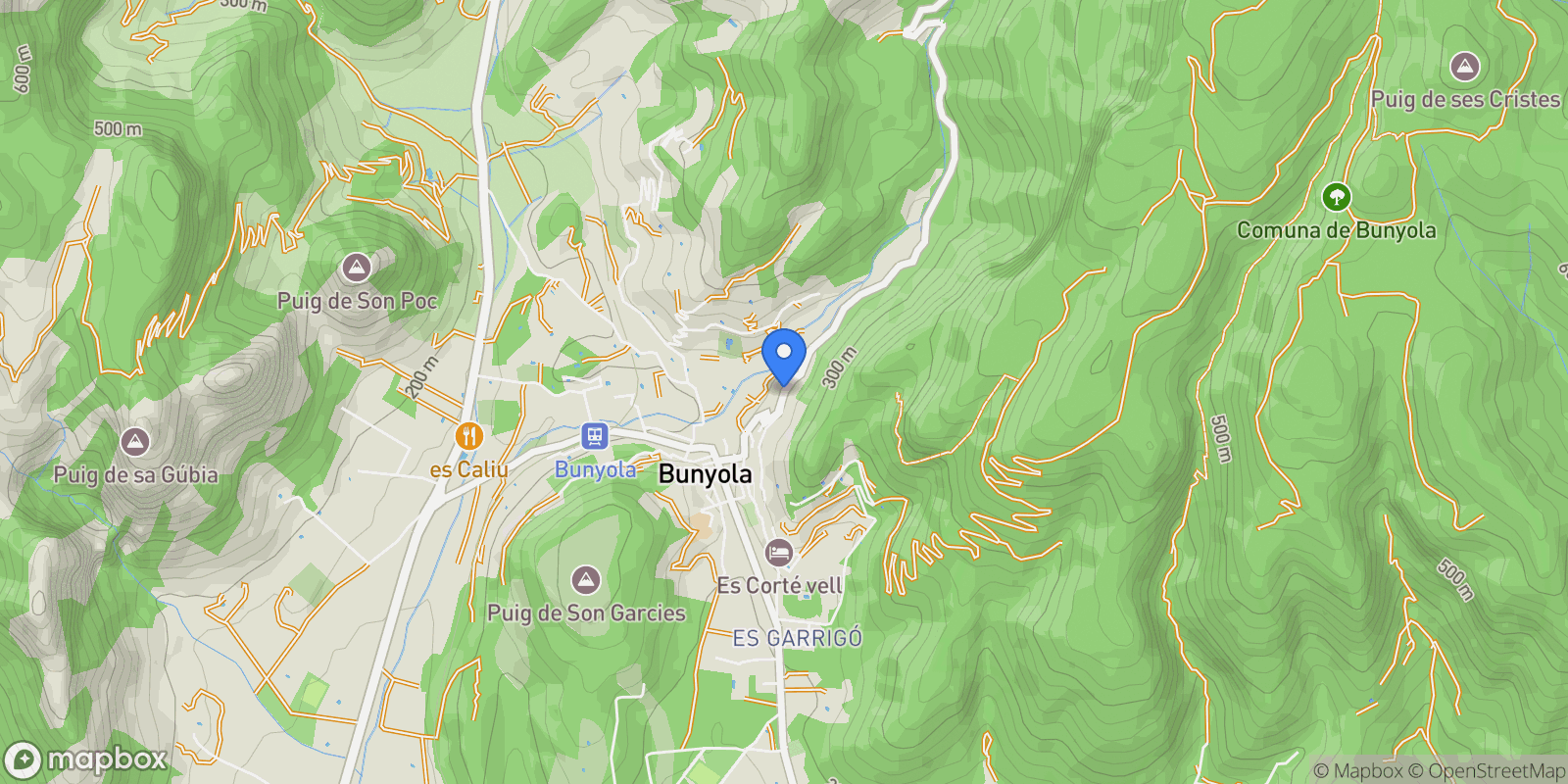 Map showing Bunyola, Mallorca, Bunyola, Bunyola, Balearic Islands, Spain.