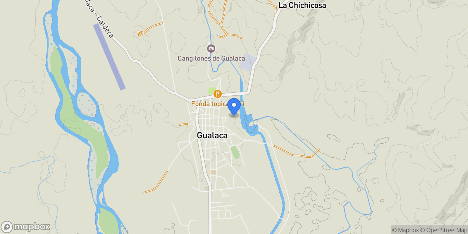 Map showing Gualaca BARRIGON CORREGIMIENTO CABAECRA, DISTRICT OF GUALACA, Gualaca, Chiriquí Province, Panama.