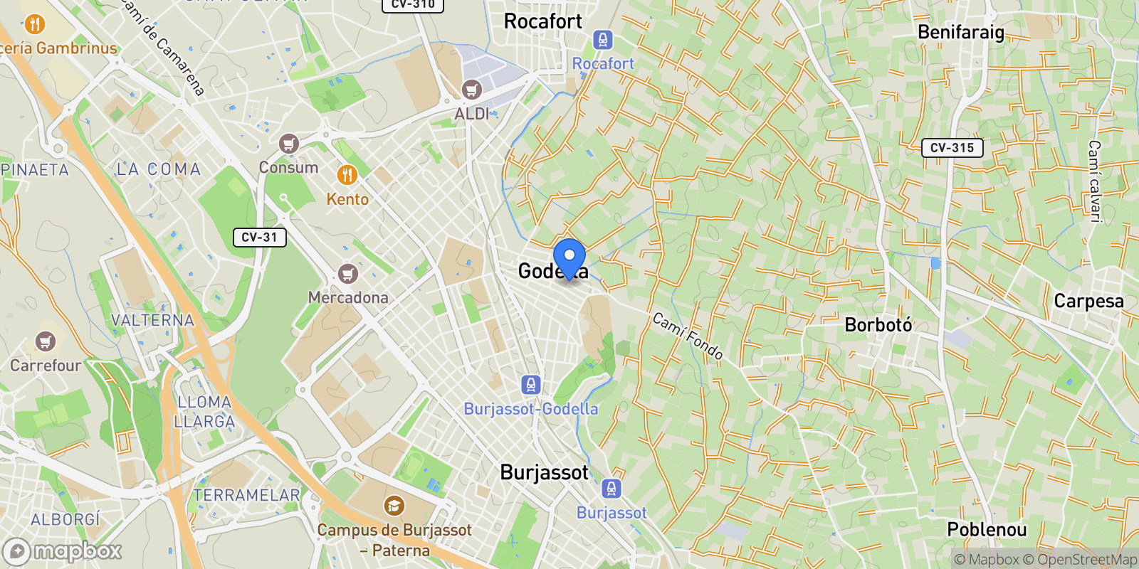 Map showing Godella, Comunidad Valenciana, Godella, Godella, Valencian Community, Spain.