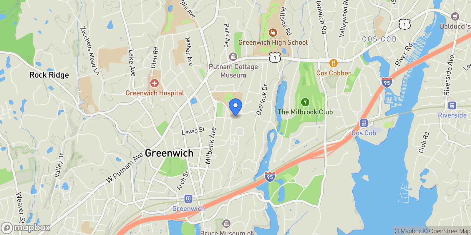 Map showing 3 Anderson Road, Greenwich, CT, 06830, USA, Greenwich, Connecticut, United States.