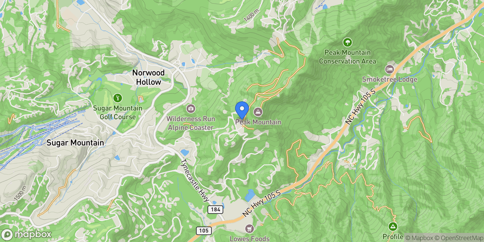 Map showing 45 Dunvegan Road, Banner Elk, NC 28604, Banner Elk, North Carolina, United States.