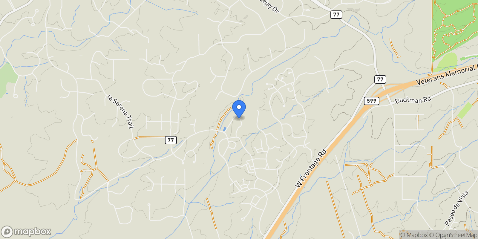 Map showing 21 Camino Barranca, Santa Fe, NM 87507, Santa Fe, New Mexico, United States.