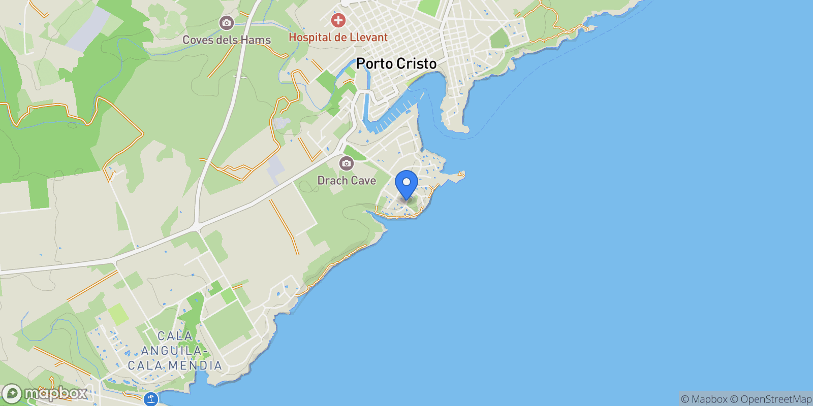 Map showing Porto Cristo, Mallorca, Porto Cristo, Manacor, Balearic Islands, Spain.