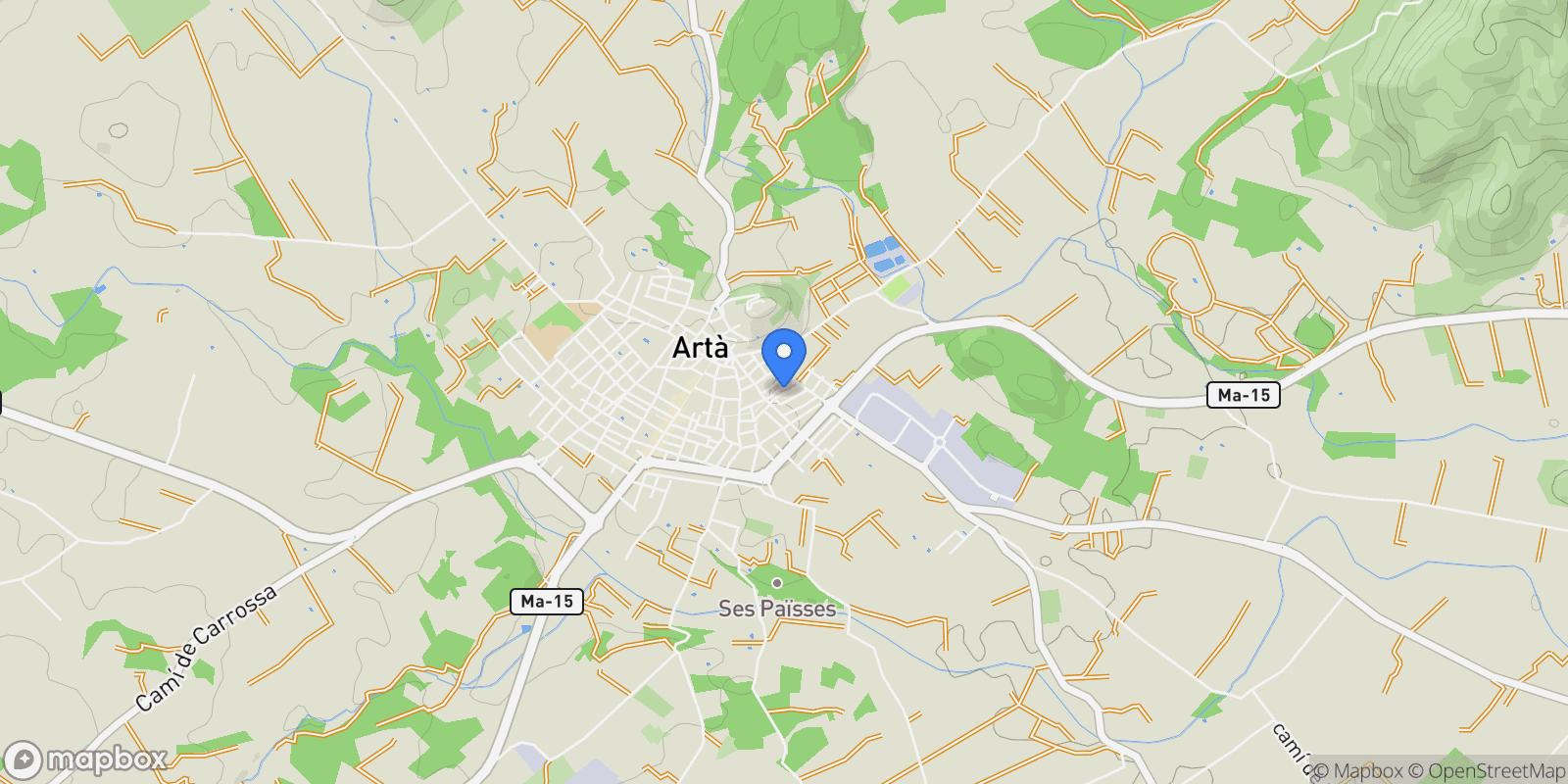 Map showing Artà, Mallorca, Artà, Arta, Balearic Islands, Spain.