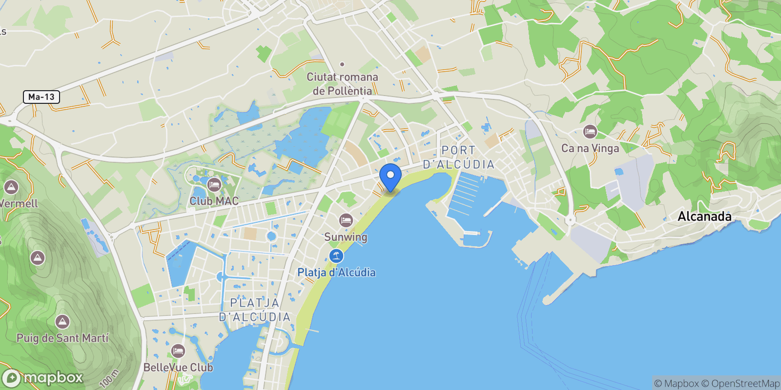 Map showing Alcúdia, Mallorca, Alcúdia, Alcudia, Balearic Islands, Spain.
