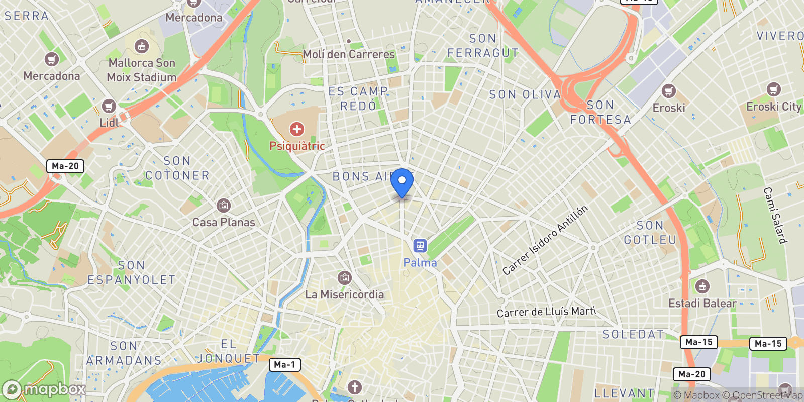 Map showing Palma, Mallorca, Palma, Palma, Balearic Islands, Spain.