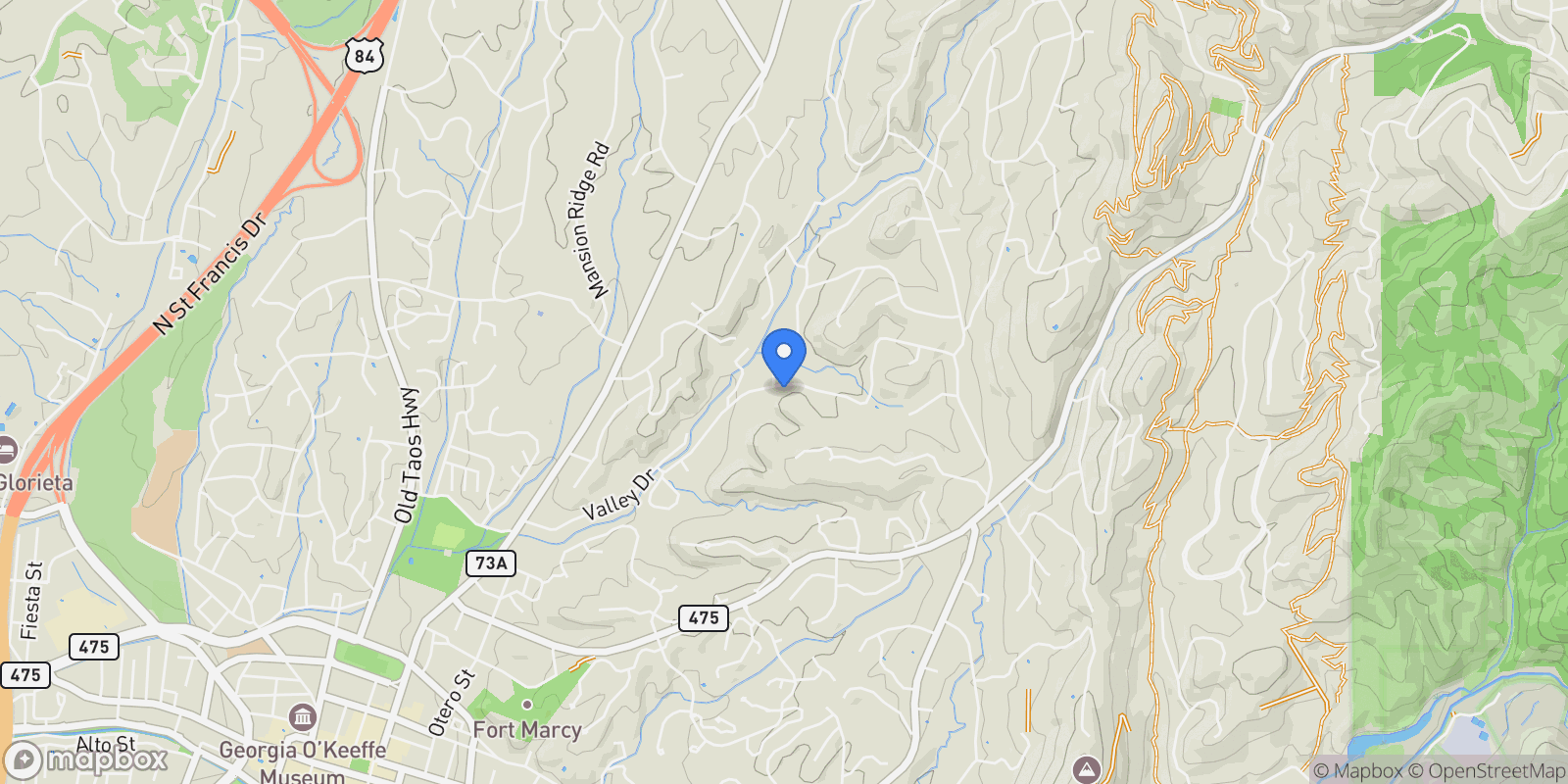 Map showing 1256 Vallecita Drive, Santa Fe, NM 87501, Santa Fe, New Mexico, United States.