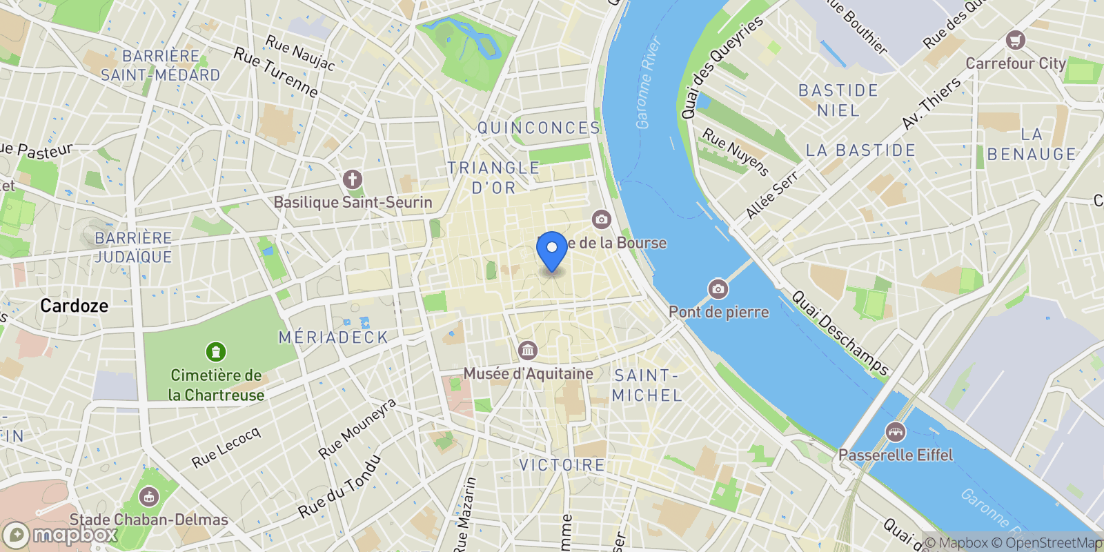 Map showing Rue Arnaud Miqueu, 33000 Bordeaux, France, Bordeaux, Nouvelle-Aquitaine, France.