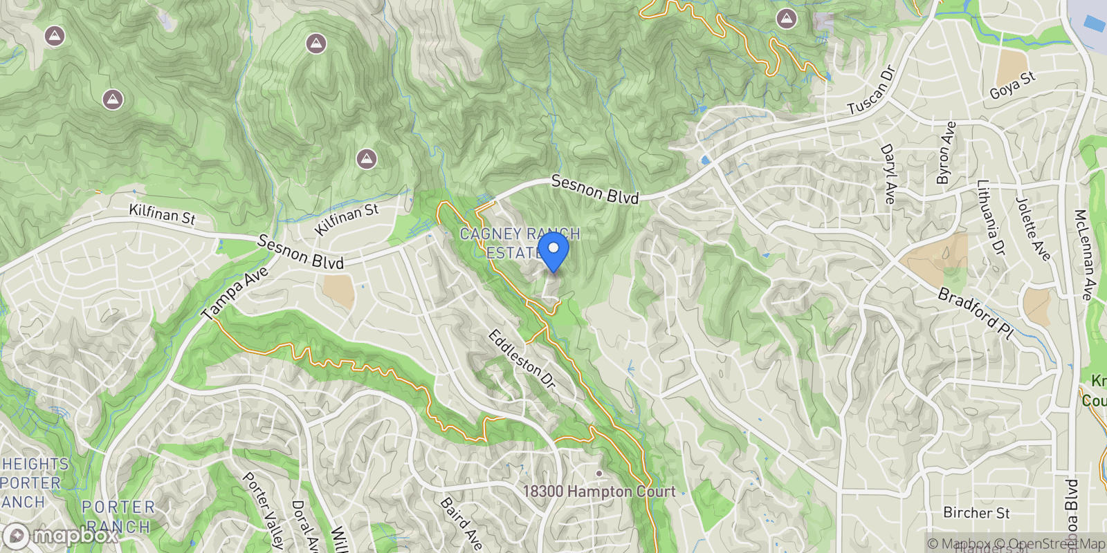 Map showing 12356 Longacre, Granada Hills, CA, 91344, USA, Los Angeles, California, United States.