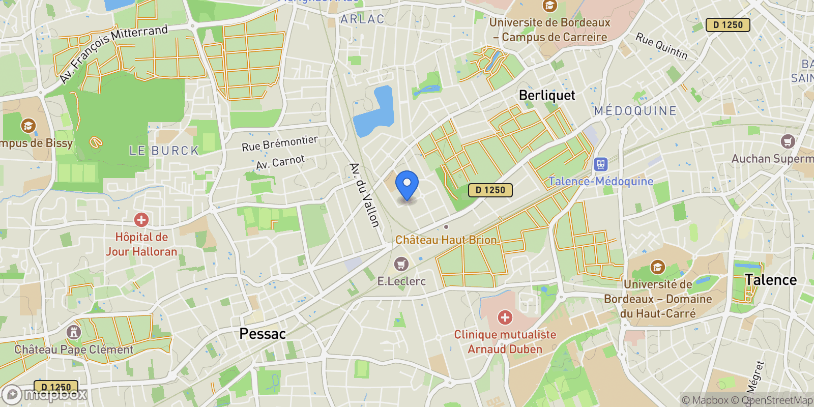 Map showing Rue Francis Planté, 33600 Pessac, France, Pessac, Nouvelle-Aquitaine, France.