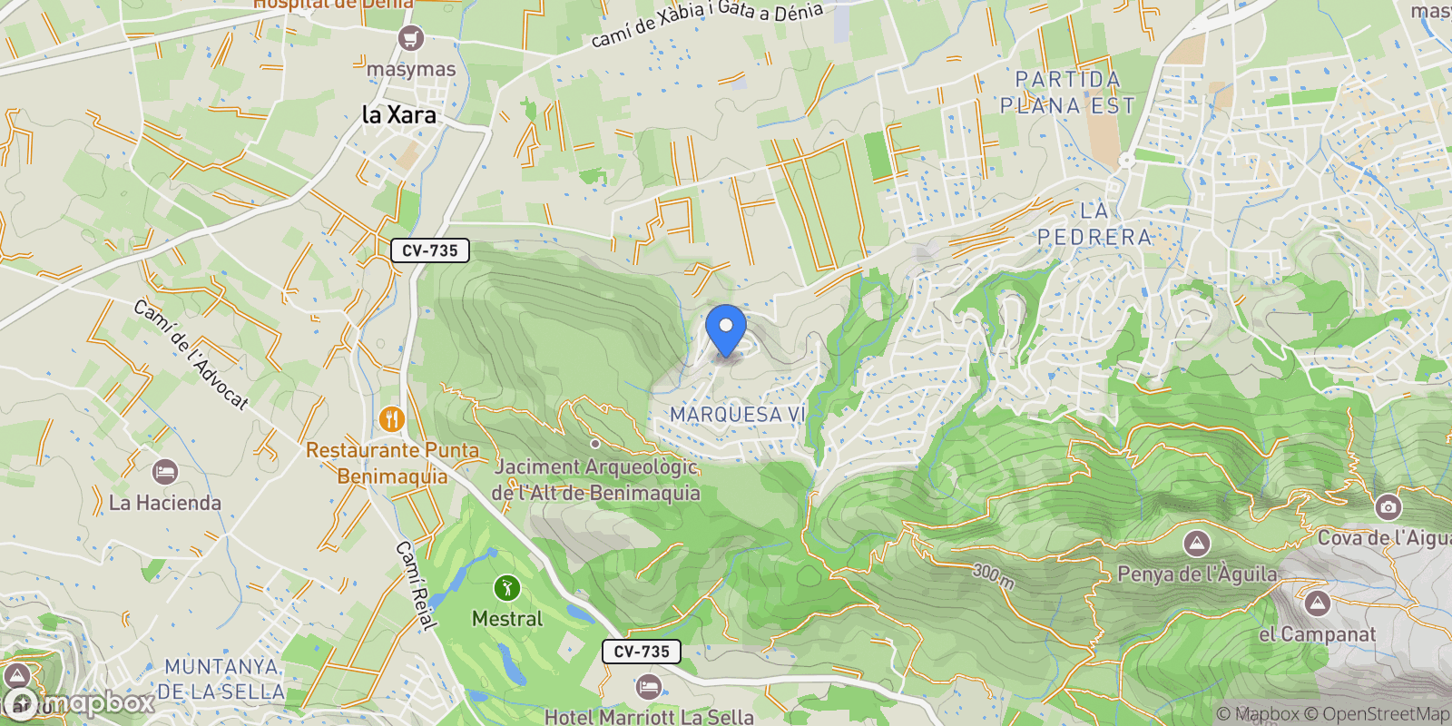 Map showing Dénia, Valencia, Dénia, Denia, Valencian Community, Spain.