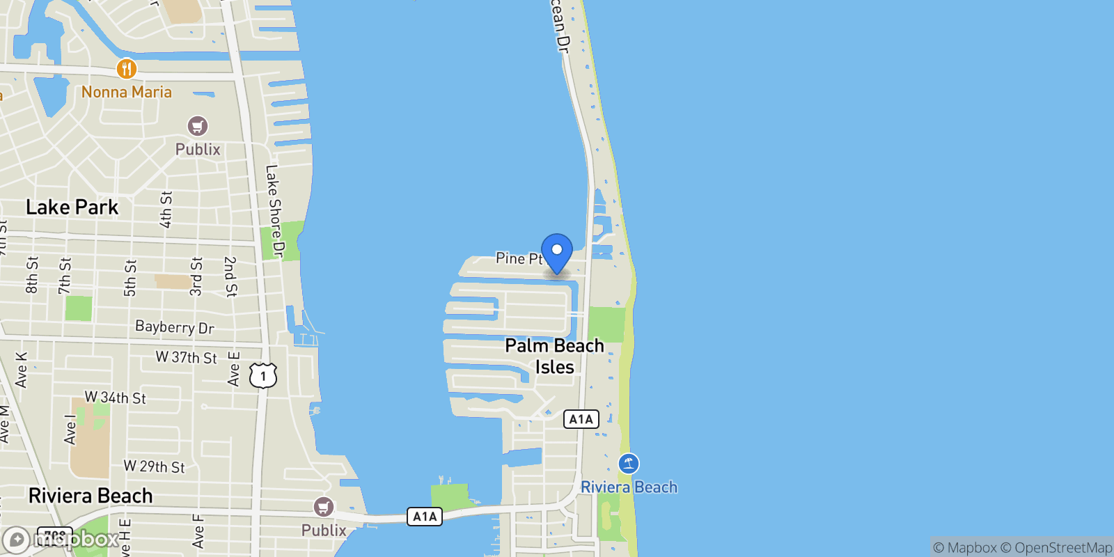 Map showing 1211 Gulfstream Way, Riviera Beach, Florida, United States.