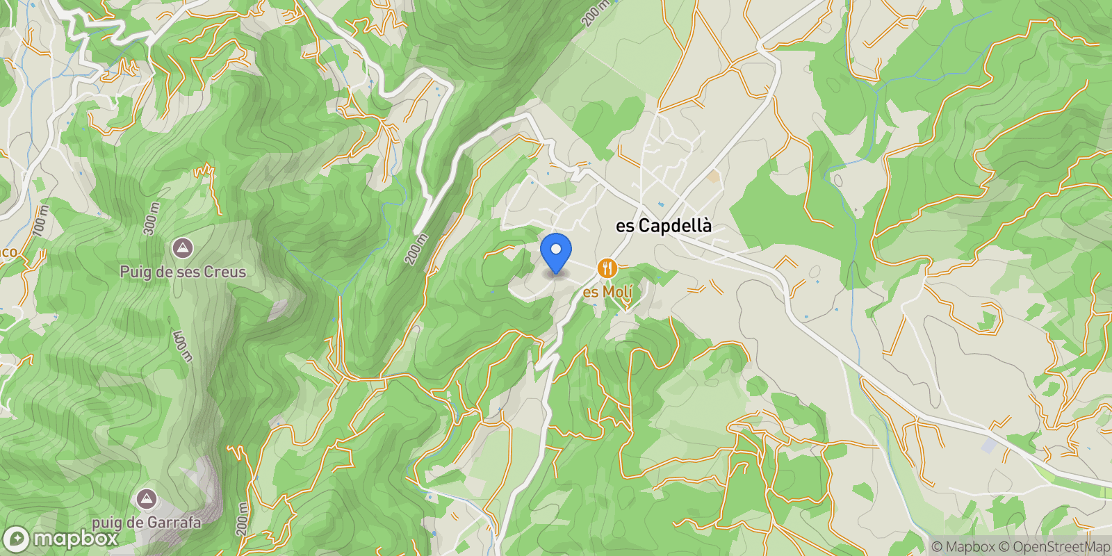 Map showing Calvià, Mallorca, Calvià, es Capdella, Calvia, Balearic Islands.