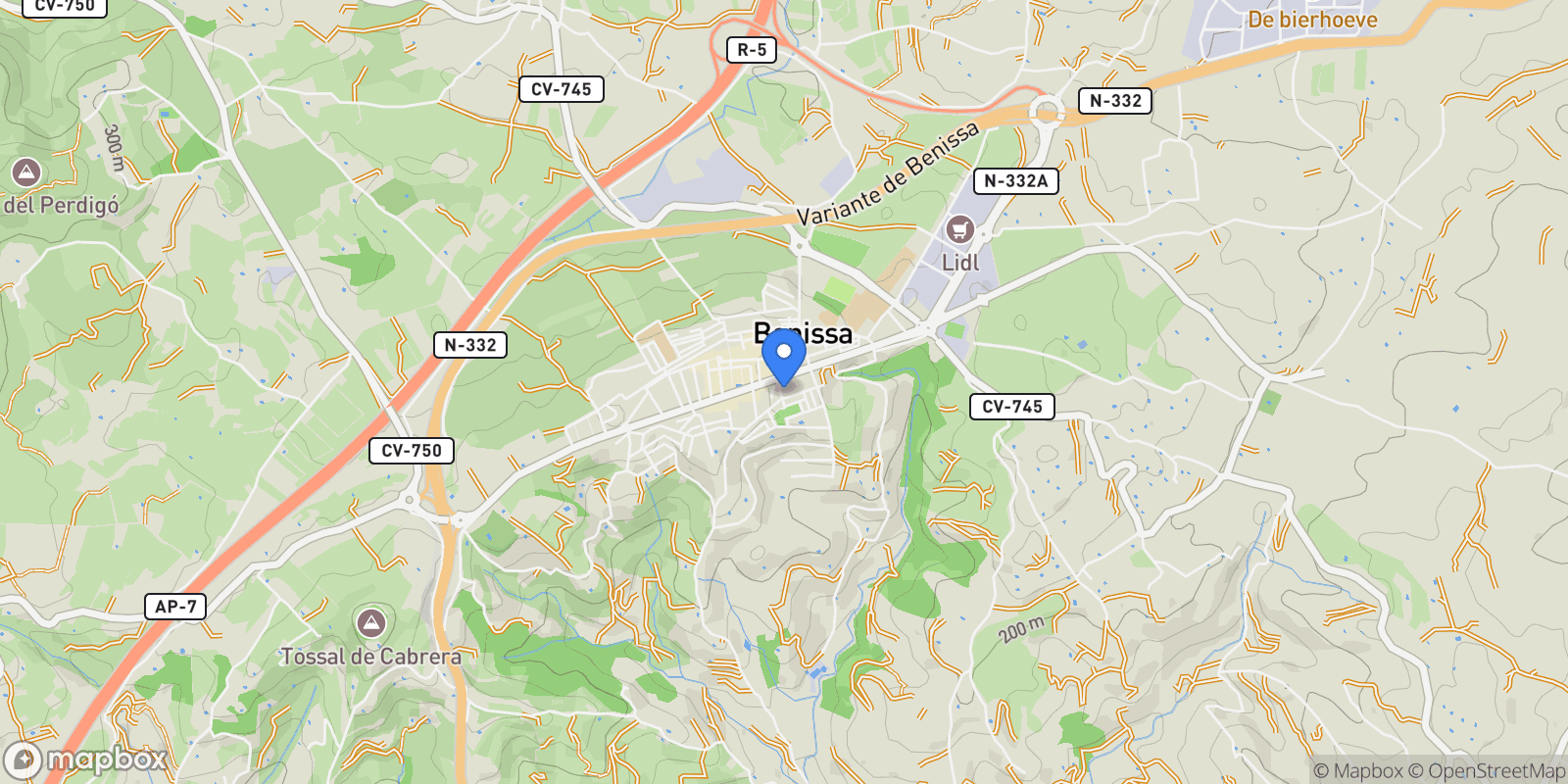 Map showing Benissa, Valencia, Benissa, Benissa, Valencian Community, Spain.