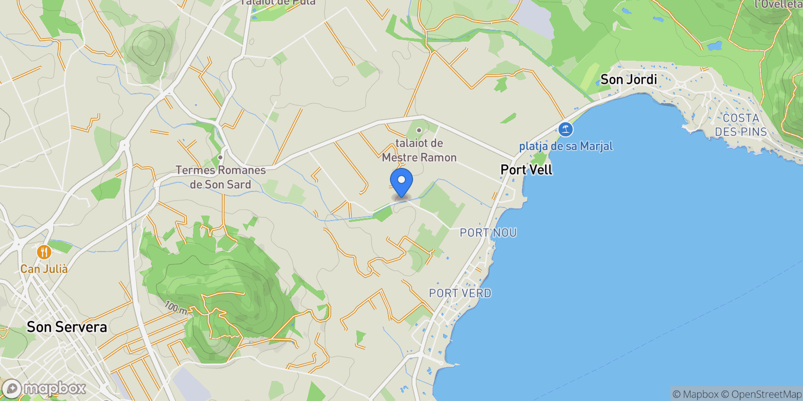 Map showing Son Servera, Mallorca, Son Servera, Son Servera, Balearic Islands, Spain.