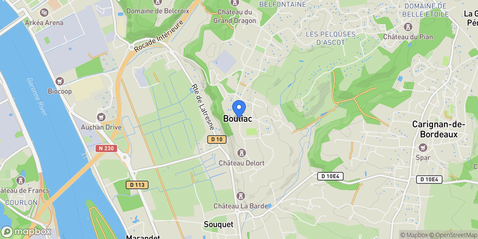 Map showing 33270 Bouliac, France, Bouliac, Nouvelle-Aquitaine, France.