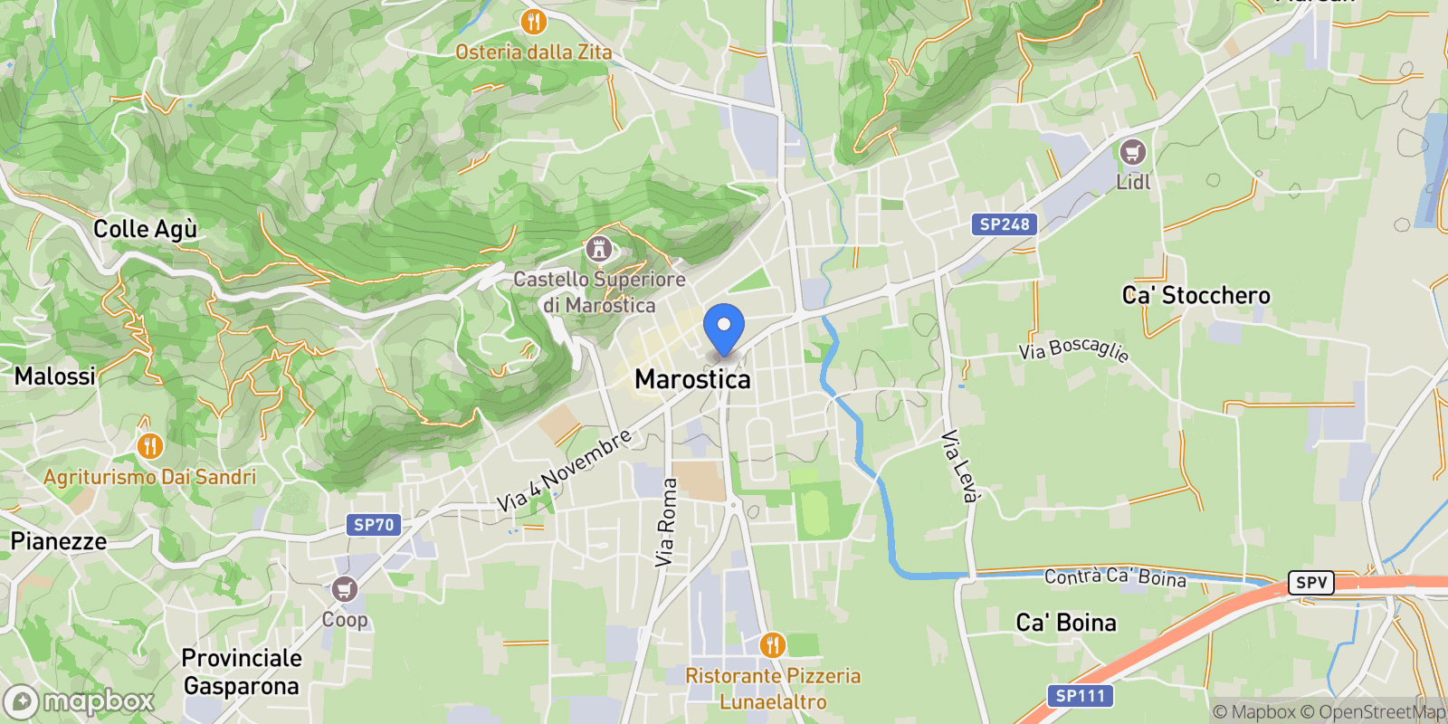 Map showing 36063 Marostica, Province of Vicenza, Italy, Marostica, Veneto, Italy.