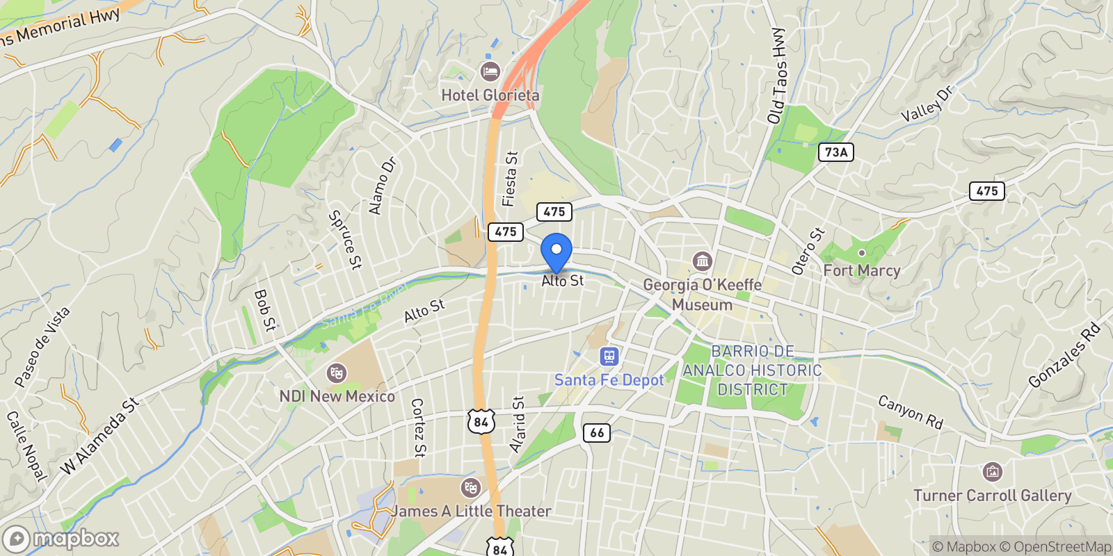 Map showing 637 Alto Street #C, Santa Fe, NM 87501, Santa Fe, New Mexico, United States.