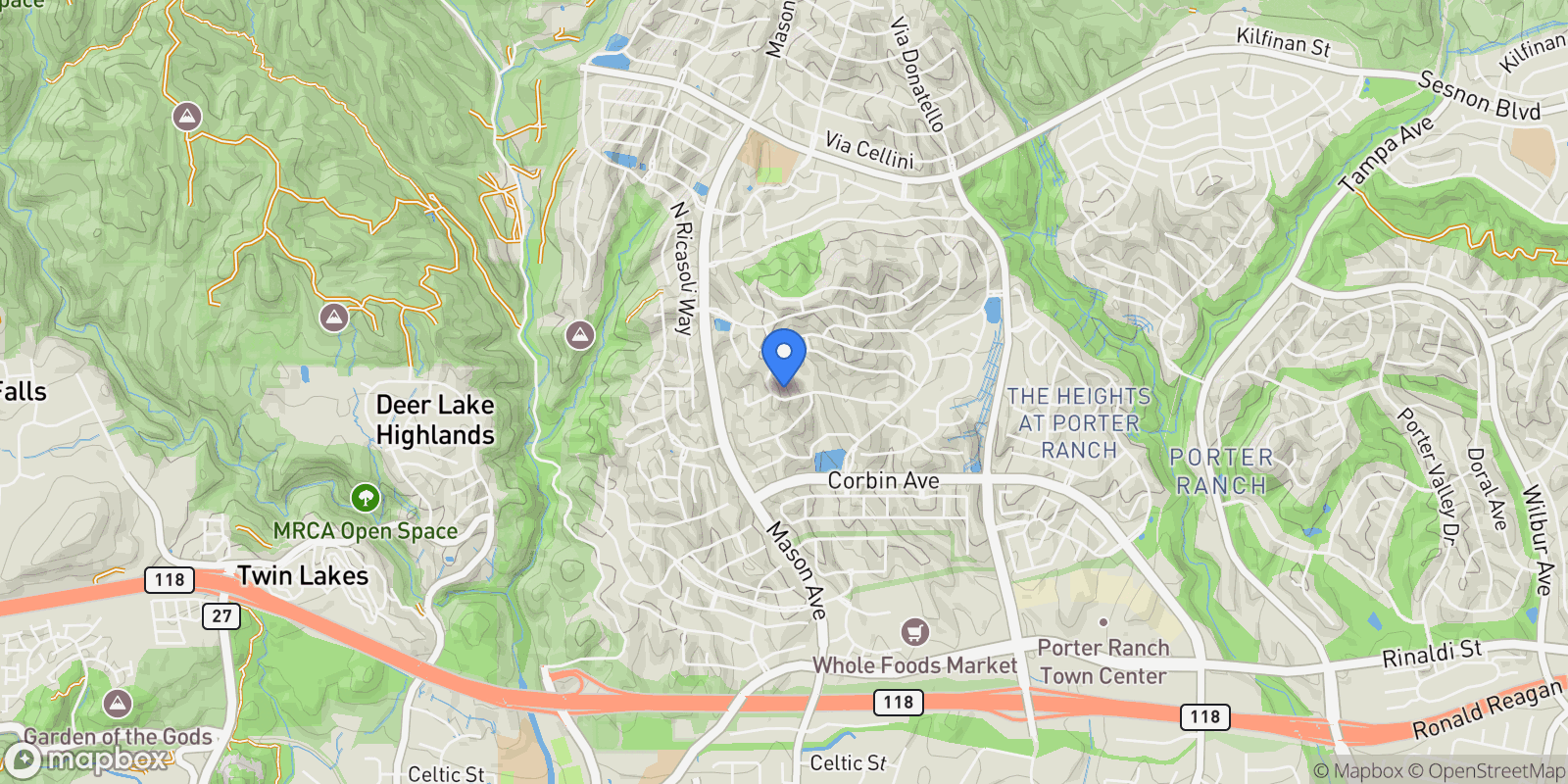 Map showing 20431 W Windsor Lane, Porter Ranch, CA, 91326, USA, Los Angeles, California, United States.