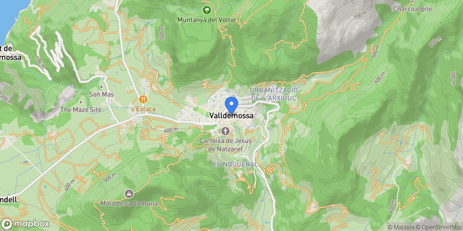 Map showing Valldemossa, Mallorca, Valldemossa, Valldemossa, Balearic Islands, Spain.