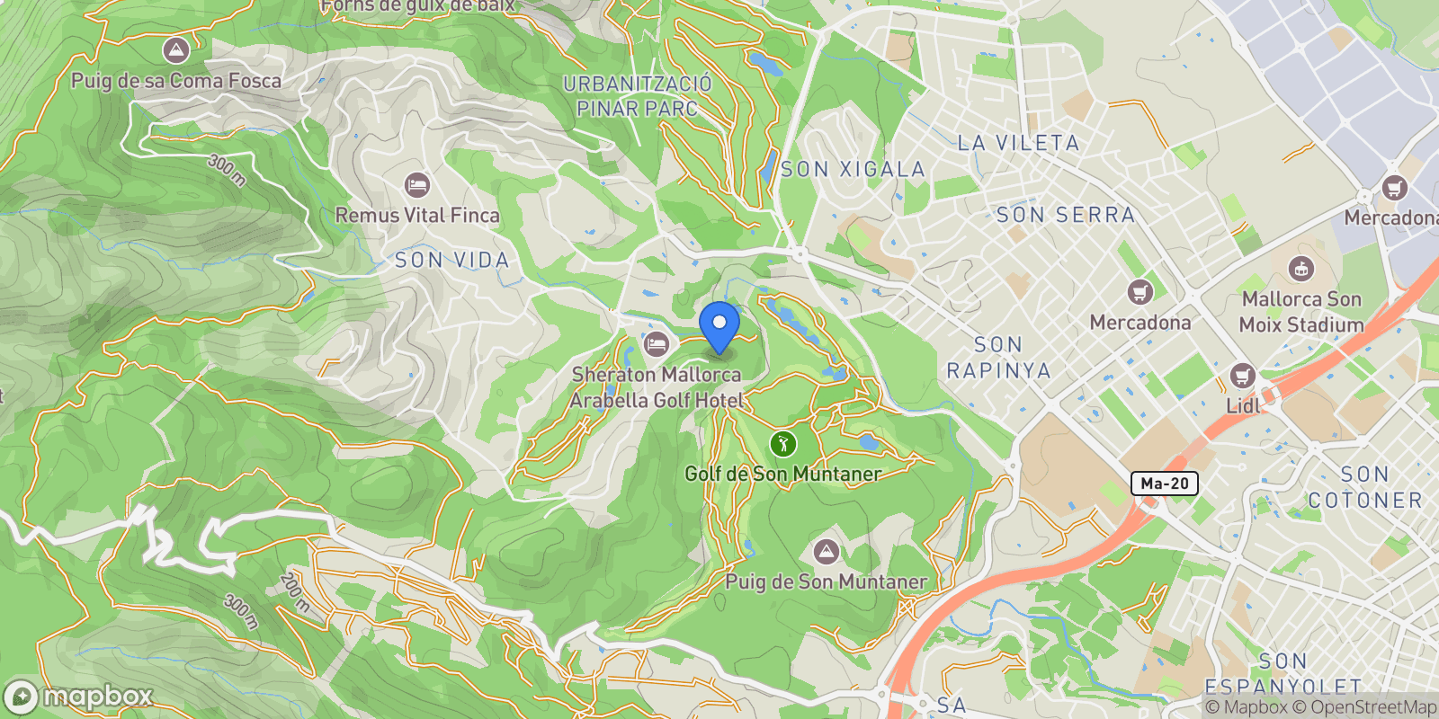 Map showing Palma De Mallorca, Mallorca, Palma De Mallorca, Son Vida, Palma, Balearic Islands.