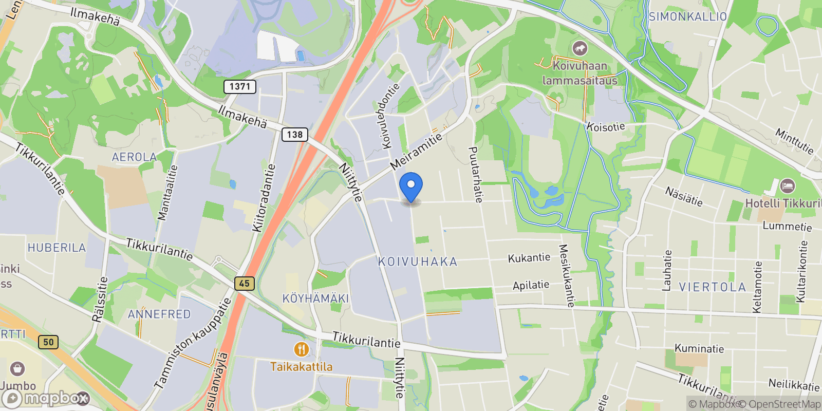 Map showing Ruiskukankuja 7, Vantaa, Finland.